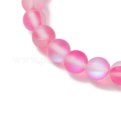 5 pz 5 colori perline sintetiche di pietra di luna braccialetti elastici per le donne&nbsp;BJEW-JB11594
