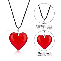 Ensemble de colliers avec pendentif en forme de cœur en verre&nbsp;NJEW-FI0001-05