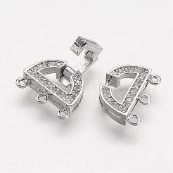 Fermoirs à lanière repliables en laiton avec zircone cubique de micro pave&nbsp;ZIRC-F047-05P