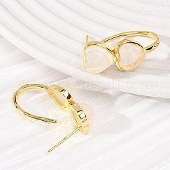 Pendientes de botón de cristal de cuarzo natural con forma de corazón para San Valentín&nbsp;EJEW-T053-01G-08