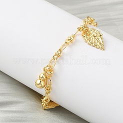 Blatt- und Kürbis-Charm-Armbänder aus Messing&nbsp;BJEW-K248-03G