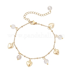 Braccialetti con ciondoli di perline rotonde di cristallo di quarzo naturale&nbsp;BJEW-JB12029-03