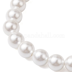 Braccialetti elasticizzati con perline di conchiglia rotonde da 7 mm&nbsp;BJEW-JB10650