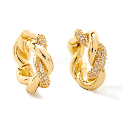 Eleganti orecchini a cerchio intrecciati in ottone con zirconi cubici trasparenti&nbsp;XZ3454-1