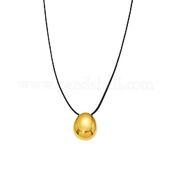 Colliers pour femmes avec pendentif en forme de larme en acier inoxydable 304 et cordon coulissant en cuir noir ajustable&nbsp;WG7319D-01