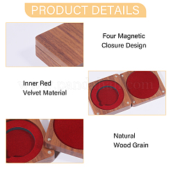 Cajas magnéticas de almacenamiento de medallas de madera&nbsp;CON-WH0088-93A-02