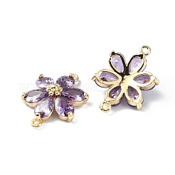 Ciondoli con connettore medio in ottone con pavé di orchidea e zirconi cubici&nbsp;X-FIND-Z029-03G