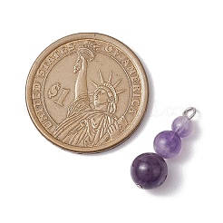 Pendenti con perline rotonde di ametista naturale&nbsp;PALLOY-JF02867-10