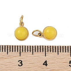 Ionenplattierung (IP) natürlich gefärbte halbrunde Jade-Anhänger mit Biegering&nbsp;STAS-A097-05G-09