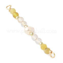Ciondoli con perline di quarzo rutilato naturale sfaccettato rotondo e opale giallo e perle d'acqua dolce coltivate naturali di patata&nbsp;PALLOY-JF03531-08
