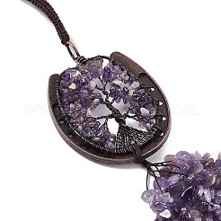 Natürlicher Amethyst-Chip-Baum des Lebens-Anhänger-Dekoration&nbsp;G-F733-06C