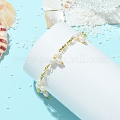 Bracelets pour femmes en perles de culture d'eau douce naturelles et breloques en laiton&nbsp;BJEW-JB14108