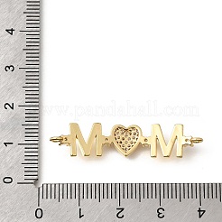 Breloques en laiton serties de micro-pavés de zirconiums cubiques en forme de cœur pour la fête des mères&nbsp;KK-Z155-03G-01