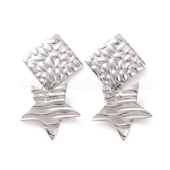 Orecchini pendenti a forma di rombo con stella in acciaio inossidabile 304 per donna&nbsp;EJEW-G328-14