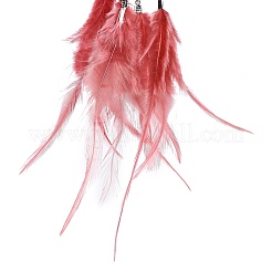 Tela/red tejida de hierro con adornos colgantes de plumas&nbsp;LS-AJEW-P097-11