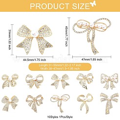 10 Stück 10 Stile Bowknot Legierung Strass Broschen&nbsp;JEWB-CJ0001-76