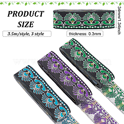 10.5m 3 styles de rubans de broderie en polyester de style ethnique&nbsp;OCOR-FG0001-44