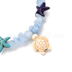 5 set di braccialetti con ciondoli a forma di tartaruga turchese sintetica e naturale&nbsp;BJEW-JB12405