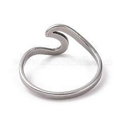 Anlaufgeschützter 201 Edelstahl-Wellenfingerring für Damen&nbsp;RJEW-J051-04P