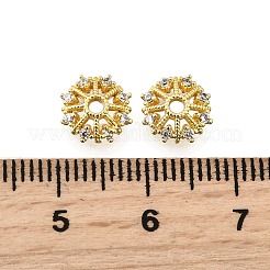 Perline in ottone con micro pavé di zirconi cubici a forma di fiore&nbsp;KK-K300-04A-G