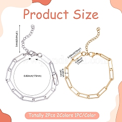 2 pulsera de cadena con clip de acero inoxidable 304 en 2 colores para mujer.&nbsp;BJEW-TADJ0001-01