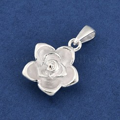 Feine silberne Blumenanhänger mit Ösen und 999 Stempel&nbsp;STER-P069-02B-S
