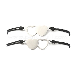 Ineinandergreifende Liebesherz-Gliederarmband-Sets aus Edelstahl zum Thema Freundschaft und Valentinstag&nbsp;BJEW-JB09543