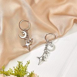 Porte-clés en alliage étoile et lune&nbsp;KEYC-SW00014-04