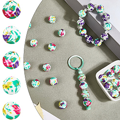 30 Stück bedruckte runde Silikon-Focal-Perlen mit Blumenmuster&nbsp;SIL-SC0002-84D