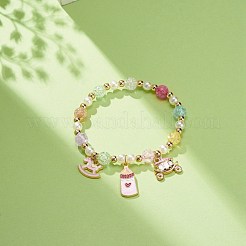 Simpatico braccialetto con ciondoli smaltati in lega colorata&nbsp;BJEW-JB08661-05