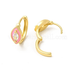 Orecchini a cerchio a occhio di cavallo smaltati con zirconi chiari&nbsp;EJEW-E270-05G-06