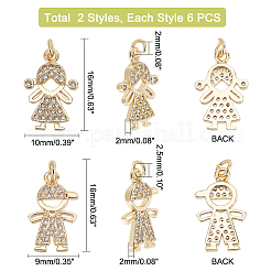 12 pz 2 pendenti in ottone stile&nbsp;KK-DC0001-86