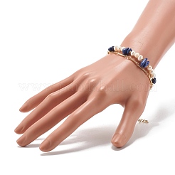 Ensemble de bracelets à double couche de perles de pierre et de perles naturelles mélangées&nbsp;X1-BJEW-TA00025