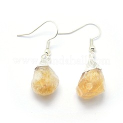 Boucle d'oreille citrine naturelle&nbsp;EJEW-F173-D02-S