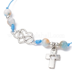 Pulseras de cuentas trenzadas de jade blanco teñido natural&nbsp;BJEW-JB09823
