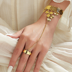Vintage-Armbänder aus Messing mit Goldmünzen-Gliederring für Damen&nbsp;OX7781