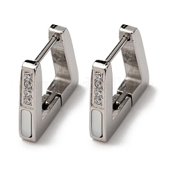 Orecchini a cerchio trapezoidali in acciaio inossidabile 304 con zirconi cubici trasparenti&nbsp;EJEW-D331-17P
