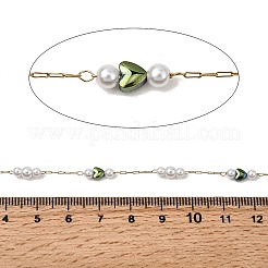 Handgefertigte 304 Edelstahl ABS Kunststoff Perle rund mit Herzgliederketten&nbsp;CHS-L032-12G