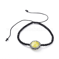 Facettierte Rondelle Glas geflochtene Perlen Armbänder&nbsp;BJEW-JB04808-M