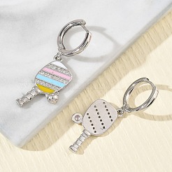 Orecchini a cerchio pendenti da donna in ottone con micro pavé di zirconi cubici&nbsp;EJEW-A168-05P