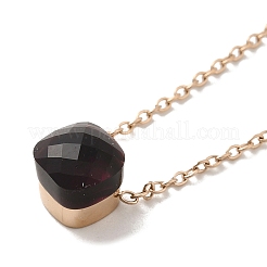 Collana con ciondolo quadrato in vetro con catene in acciaio inossidabile 304&nbsp;NJEW-K255-04KCG