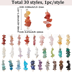 30 Stück 304 gemischte Edelstein-Chip-Perlen-Verbinder-Charms&nbsp;PALLOY-BM00004