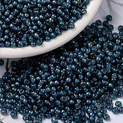 Miyuki runde Rocailles Perlen, japanische Saatperlen, (rr2256) ausgefallene gefütterte blaugrün dk blau, 8/0, 3 mm, Bohrung: 1 mm, ca. 19000~20500 Stk. / Pfund