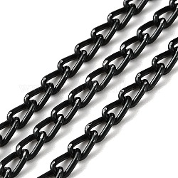 Cadenas de bordillo facetadas de aluminio de oxidación, cadenas de corte de diamante, sin soldar, con carrete, negro, 6.5x3.5x1mm, aproximadamente 328.08 pie (100 m) / rollo