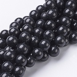 Natural Mashan Jade Round Beads Strands, Dyed, Prussian Blue, 10mm, Hole: 1mm, about 41pcs/strand, 15.7 inch