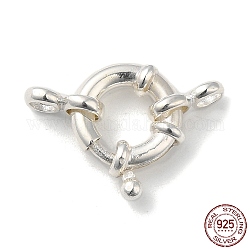 925 cierres de anillo de resorte de plata de ley, plata, 21.5x10x2.5mm, agujero: 2.2 mm