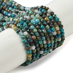 Chapelets de perles en chrysocolle naturelle, facette, ronde, 2mm, Trou: 0.6mm, Environ 161~163 pcs/chapelet, 15.43'' (39.2 cm)