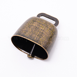 Ciondoli a campana in ferro retrò, rettangolo, bronzo antico, 43x35x24mm, Foro: 4x14 mm