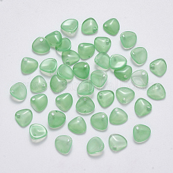 Imitation breloques de verre de jade, Pétalin, aigue-marine moyenne, 7x8x2.5mm, Trou: 1mm