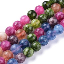 Chapelets de perles de jade blanche naturelle, imitation rubis et saphir, ronde, 10mm, Trou: 1mm, Environ 37 pcs/chapelet, 14.96 pouces (38 cm)